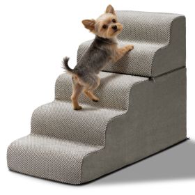 5-Step Dog Stairs Steps for High Bed, Pet Steps for Small Dogs and Cats, Non-Slip Removable Washable Cover Ramp for Indoor Outdoor Car SUV Couch