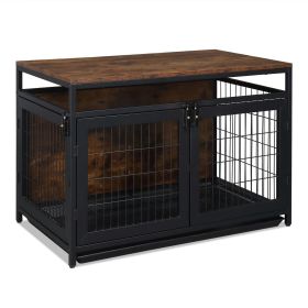 37.4 "Furniture Dog Cage, Super Sturdy Dog Cage, Dog Crate for Small/Medium Dogs, Three door and Three lock, Anti-chew Features, Pet Crate furnit